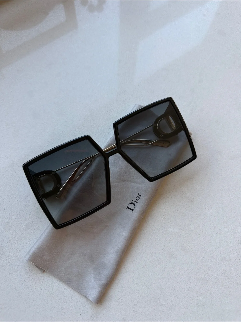 Dior Black Oversized Geometric Square Sunglasses